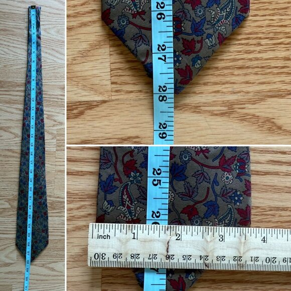 Oleg Cassini Silk Tie 56in Tan Floral Paisley Retro Style - Picture 5 of 7